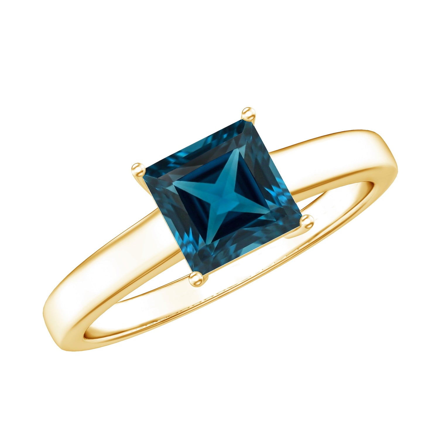 1 Carat Princess Cut London Blue Topaz Solitaire Ring
