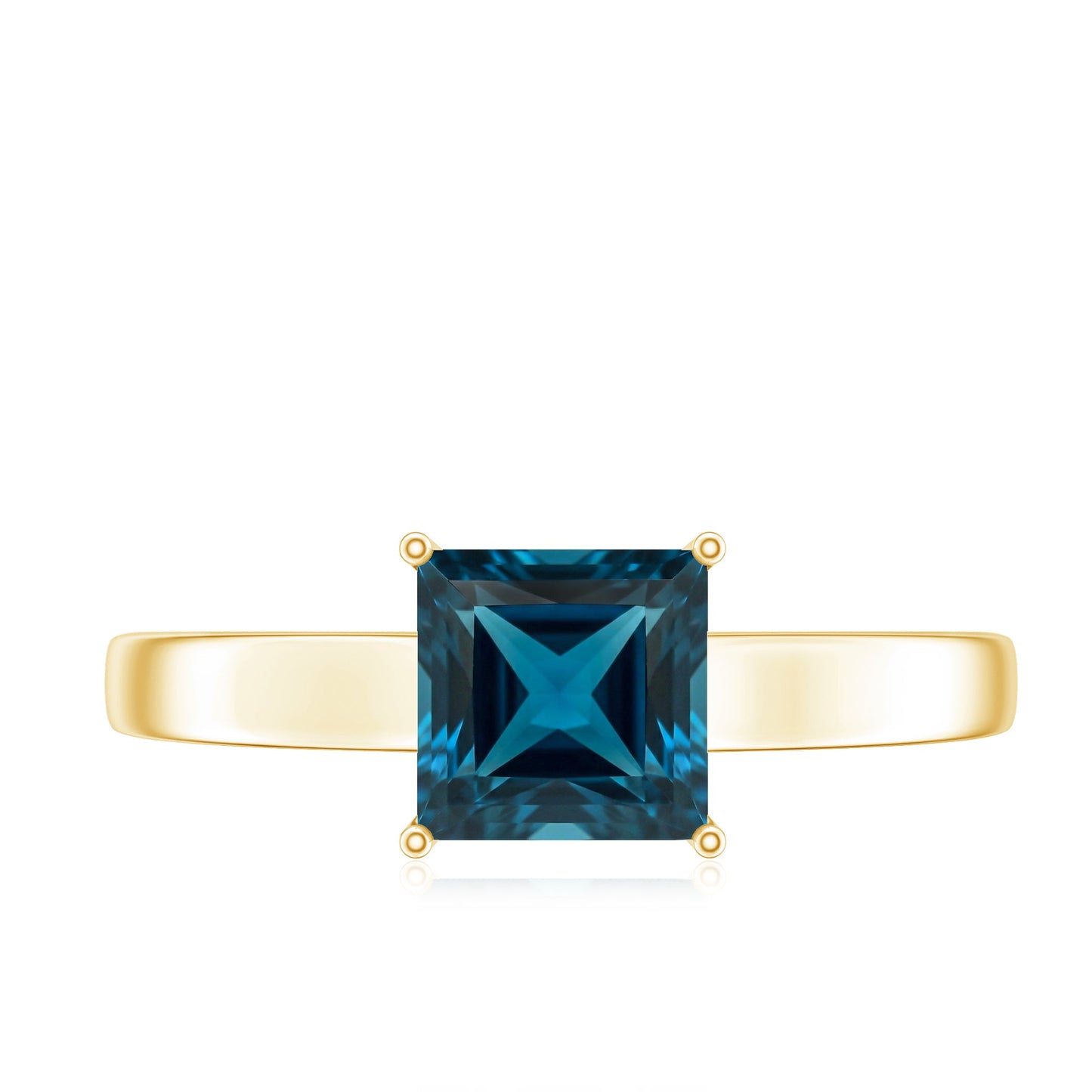 1 Carat Princess Cut London Blue Topaz Solitaire Ring