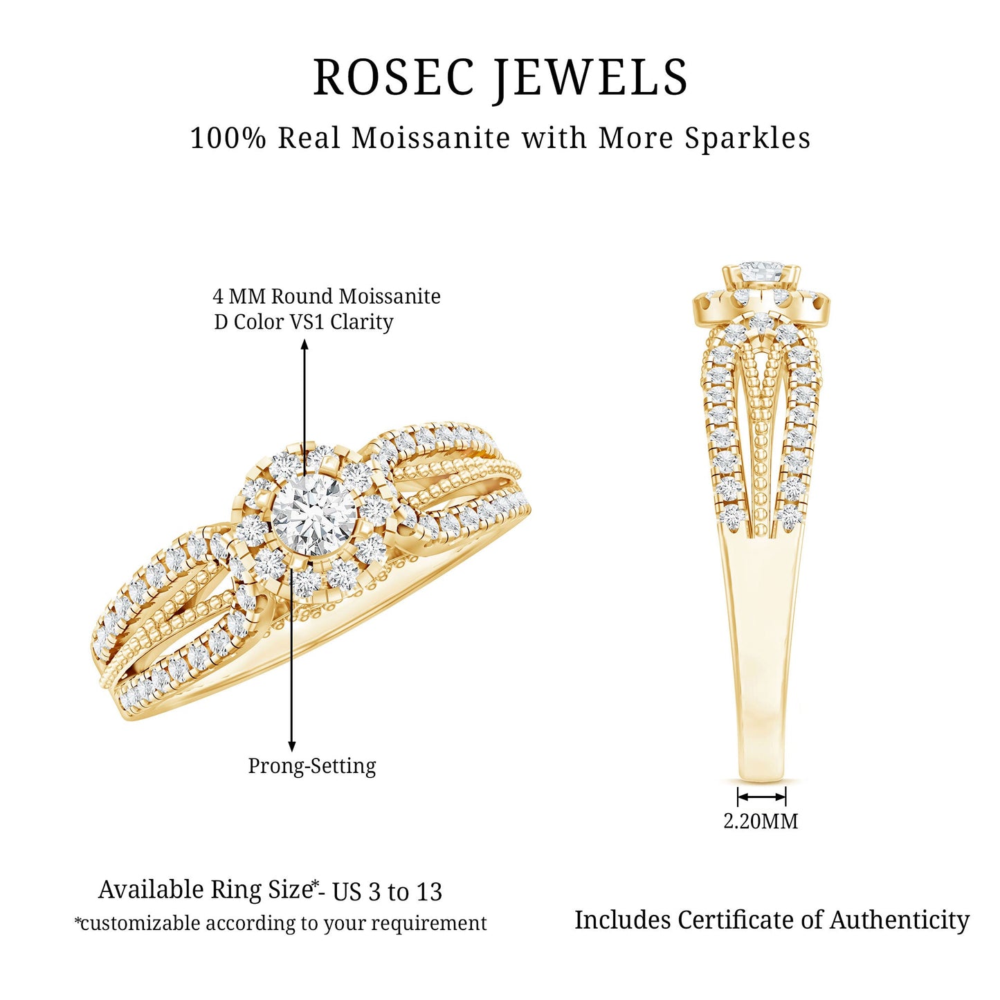 Vintage Looking Moissanite Engagement Ring For Women