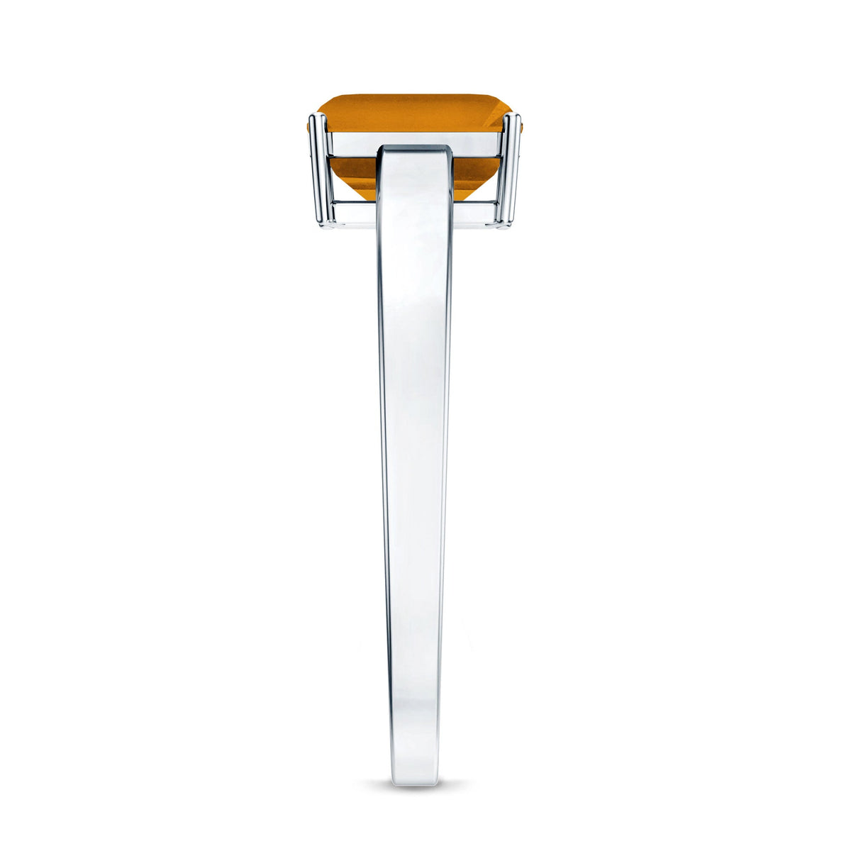 1.8 Carat Natural Citrine Solitaire Emerald Cut Engagement Ring