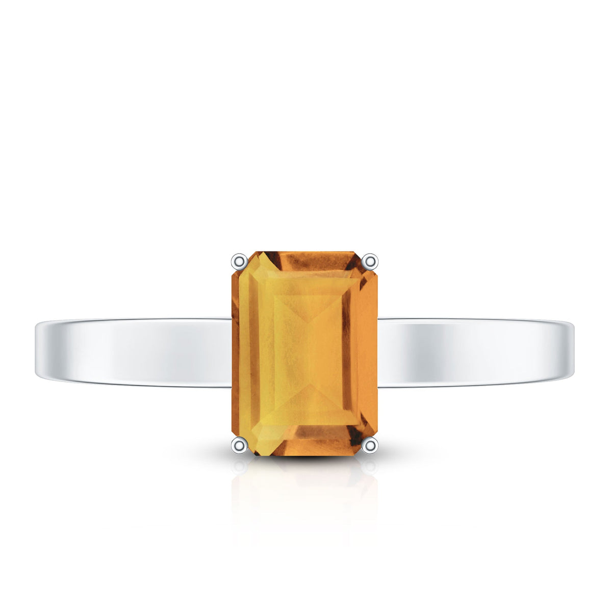 1.8 Carat Natural Citrine Solitaire Emerald Cut Engagement Ring