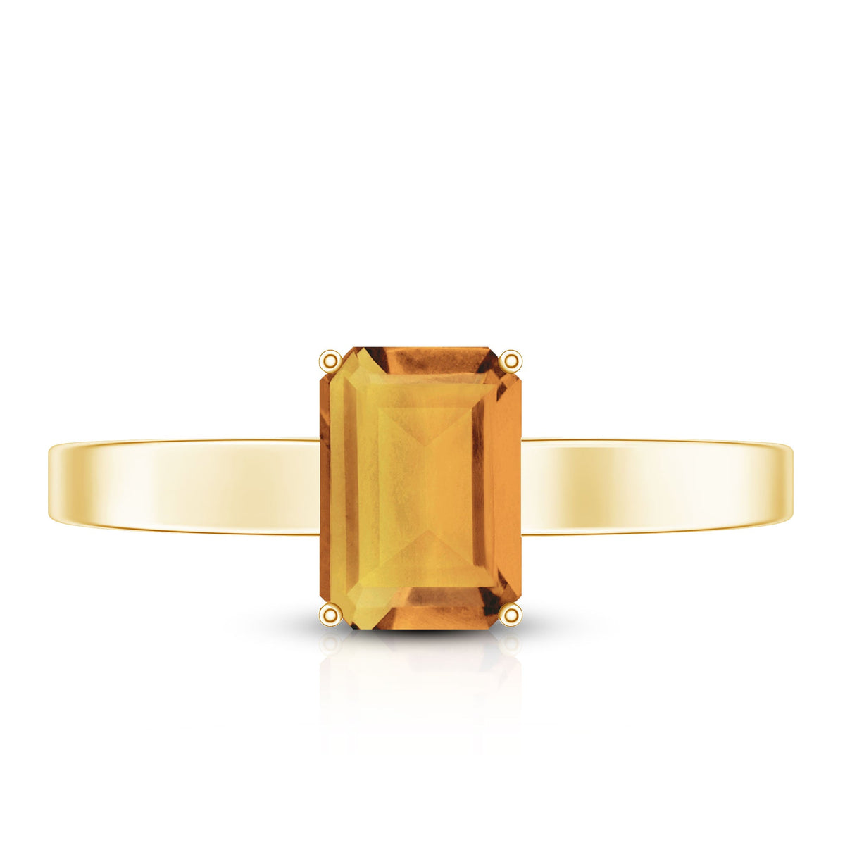 1.8 Carat Natural Citrine Solitaire Emerald Cut Engagement Ring