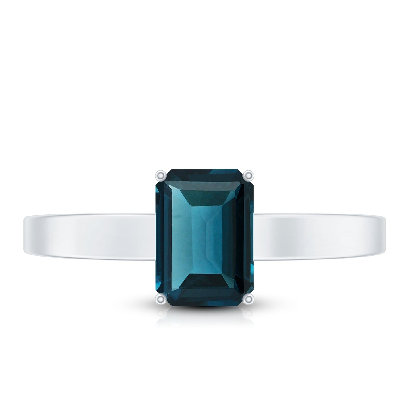 6X8mm Emerald Cut London Blue Topaz Solitaire Ring with Certificate