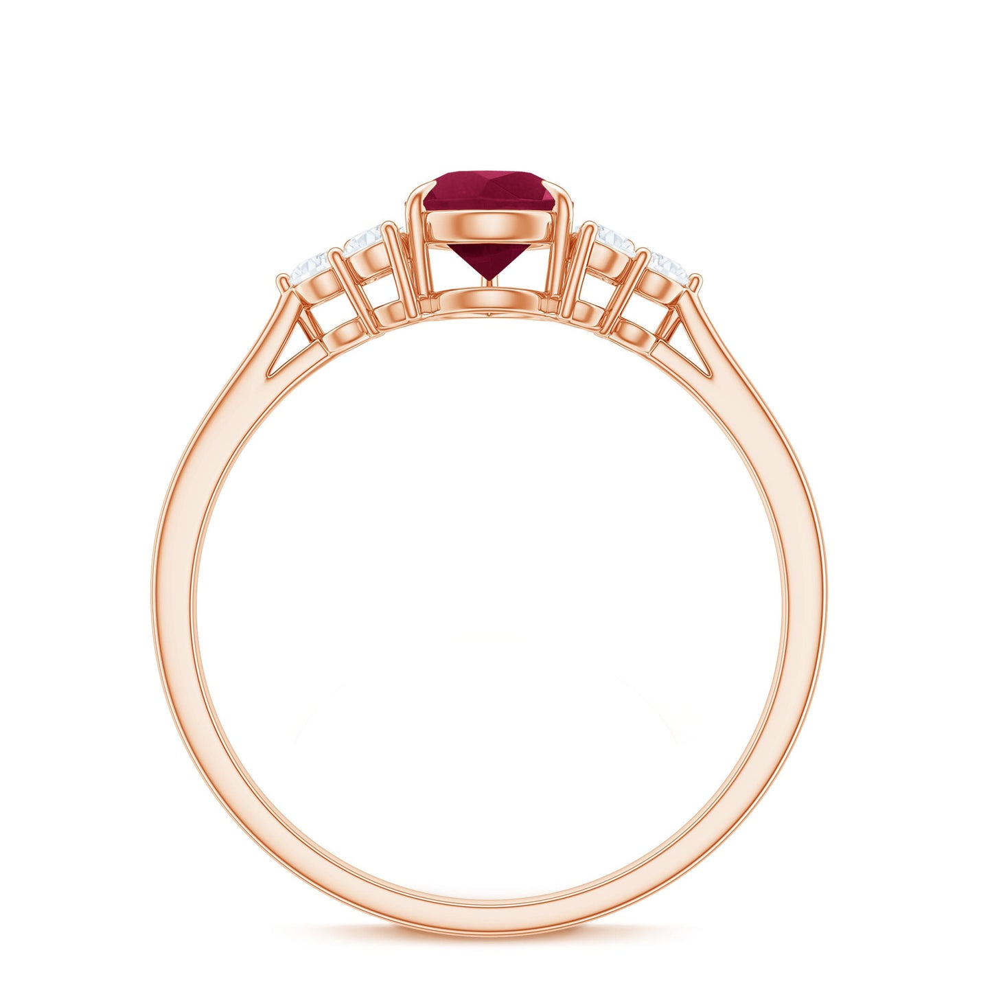 Natural 0.8 Carat Ruby Pear Shaped Engagement Ring with Diamond