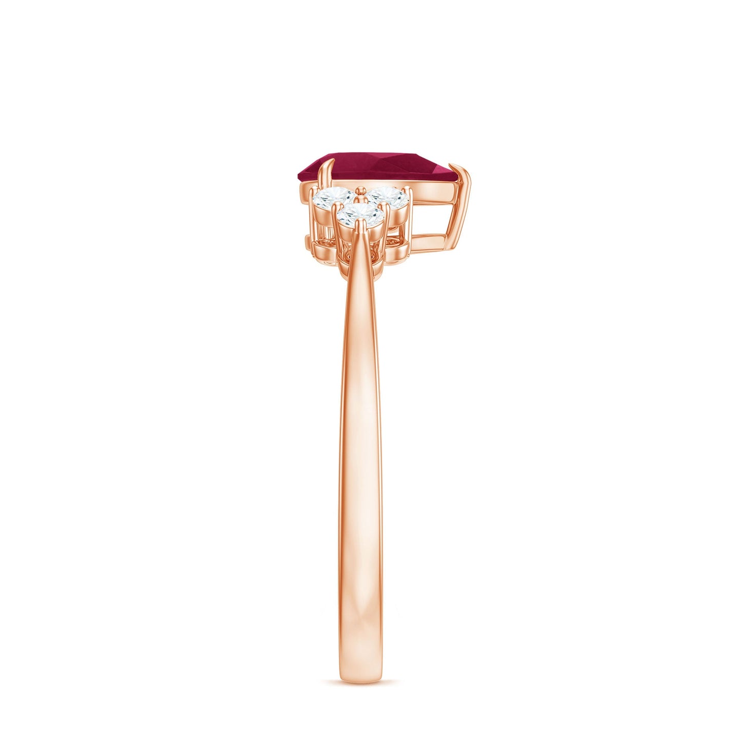 Natural 0.8 Carat Ruby Pear Shaped Engagement Ring with Diamond