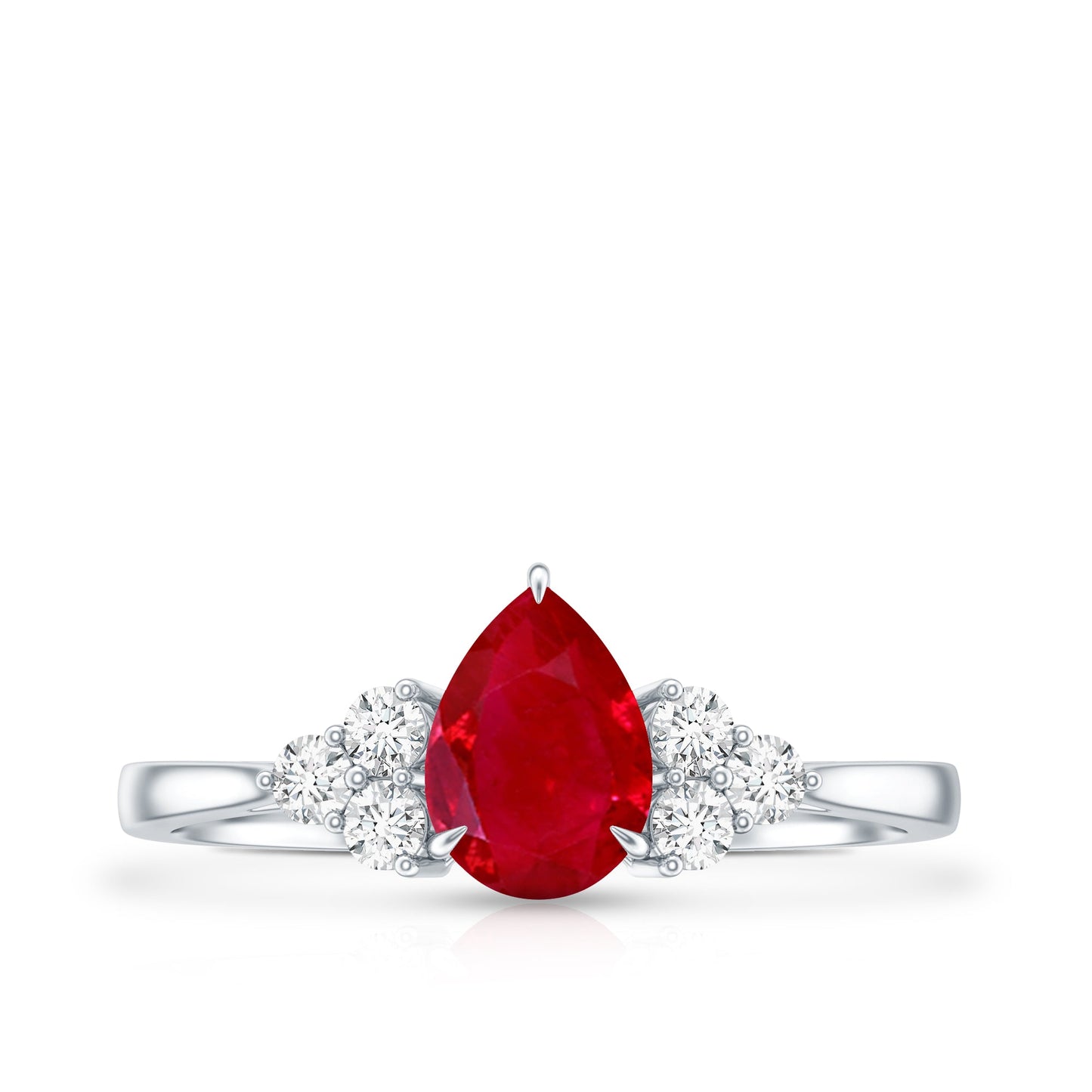 Natural 0.8 Carat Ruby Pear Shaped Engagement Ring with Diamond