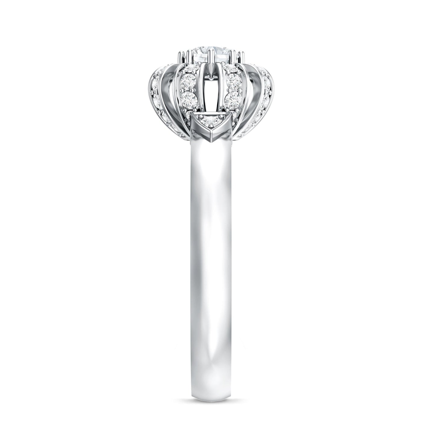 Certified Real Diamond Flower Engagement Ring for Women