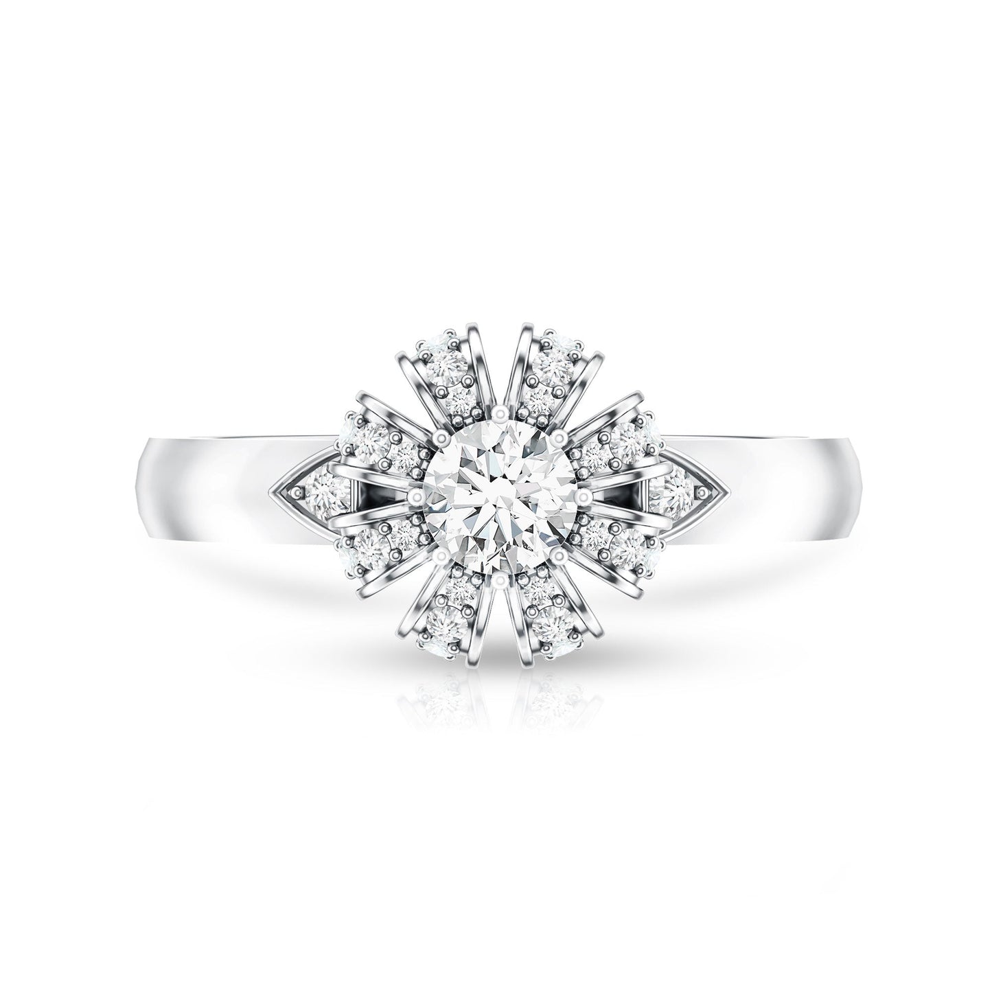 Certified Real Diamond Flower Engagement Ring for Women