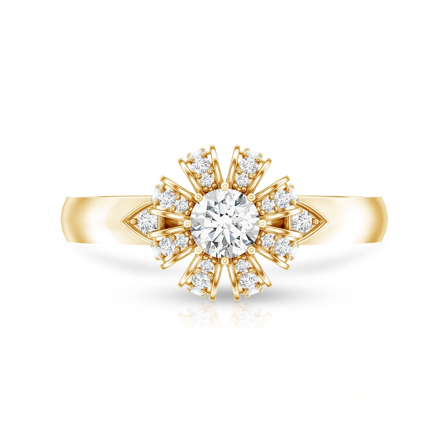 Certified Real Diamond Flower Engagement Ring for Women