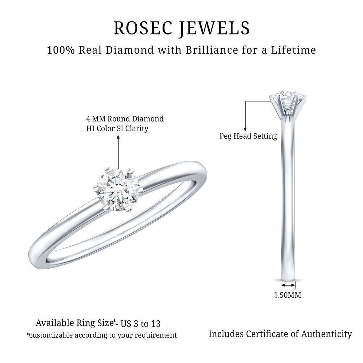 Peg Head Set Diamond Promise Ring for her