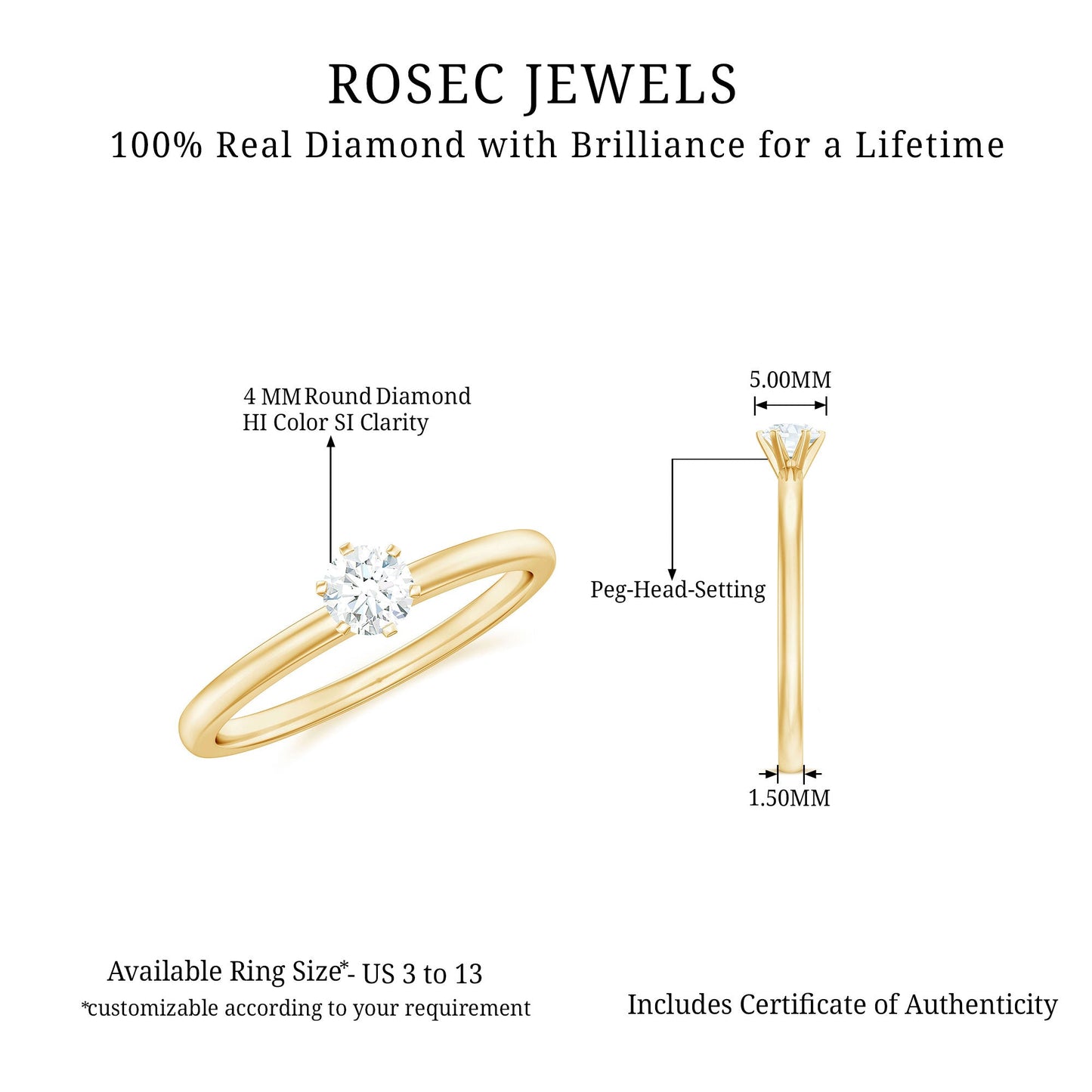 Peg Head Set Diamond Promise Ring for her