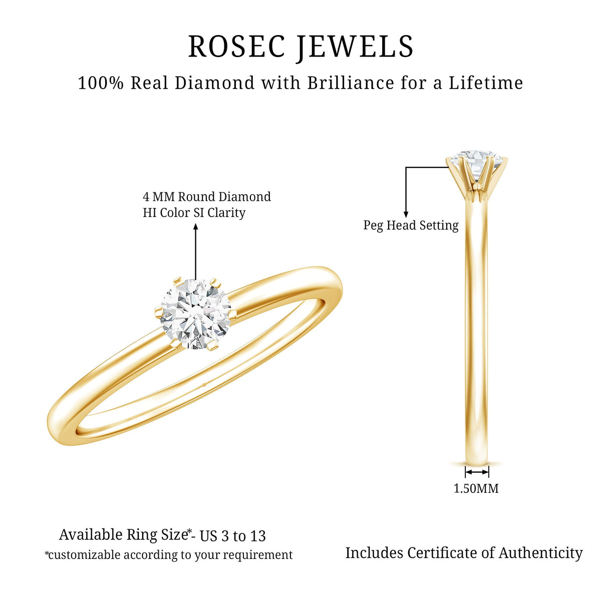 Peg Head Set Diamond Promise Ring for her