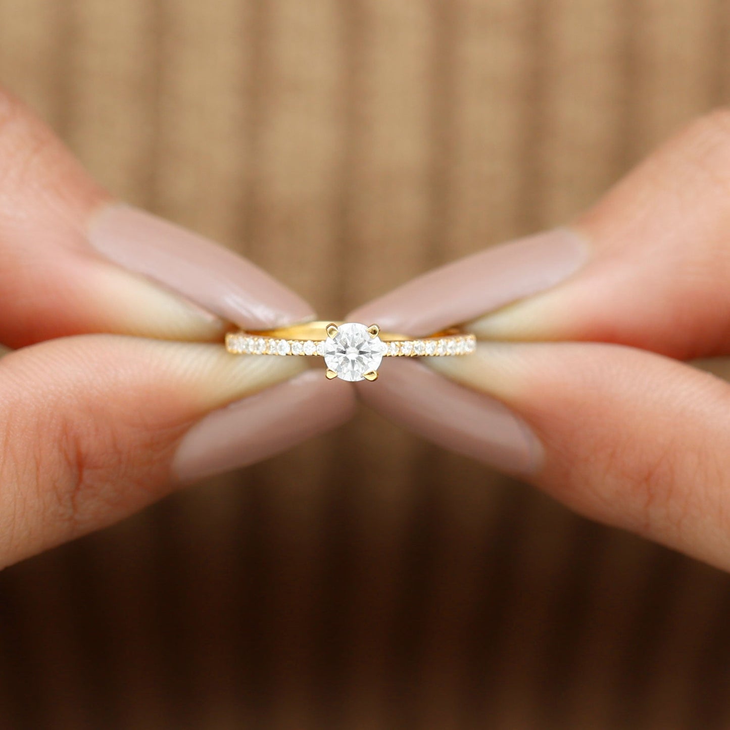 Natural Diamond Promise Ring with Side Stones