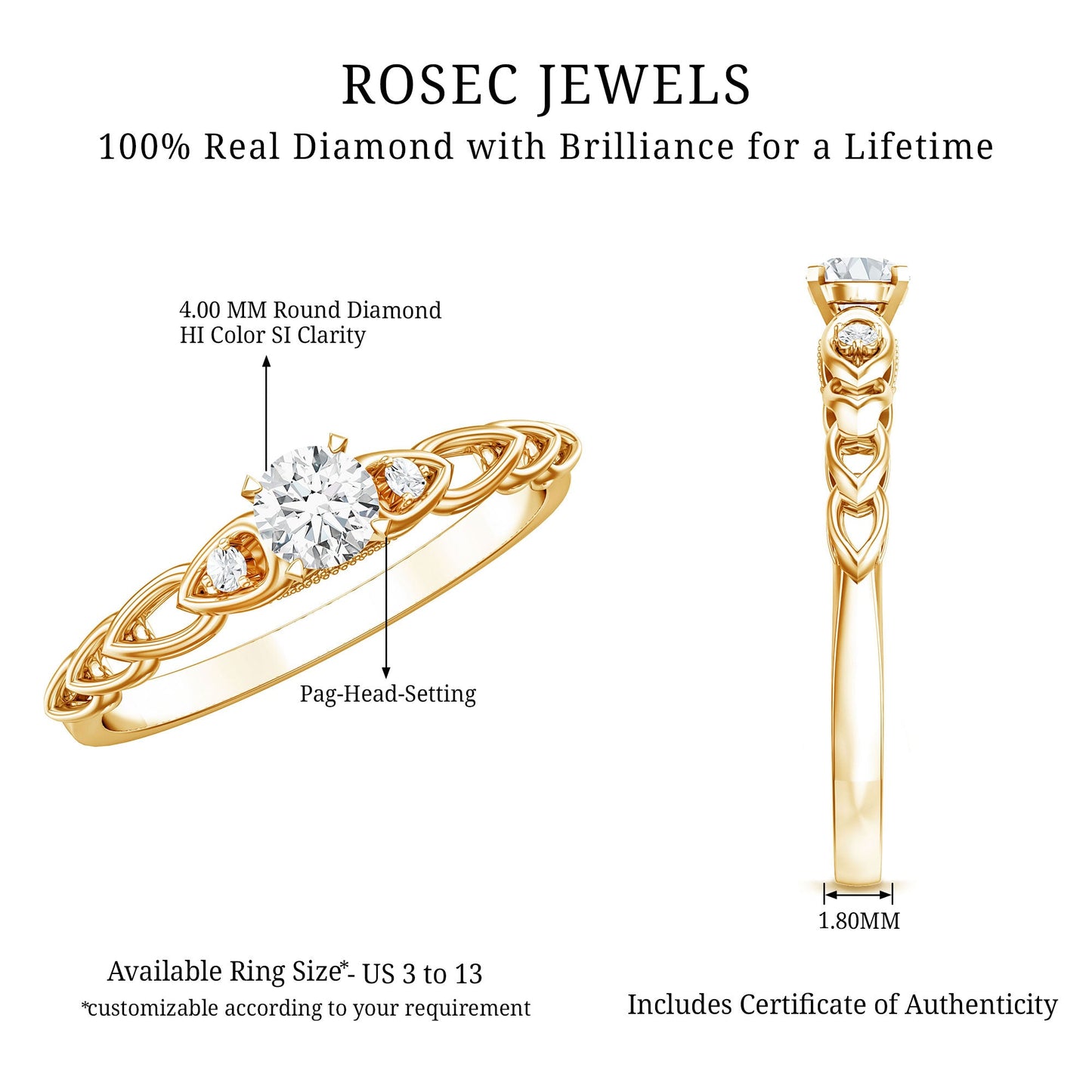 Genuine Diamond Minimalist Promise Ring with Certificate