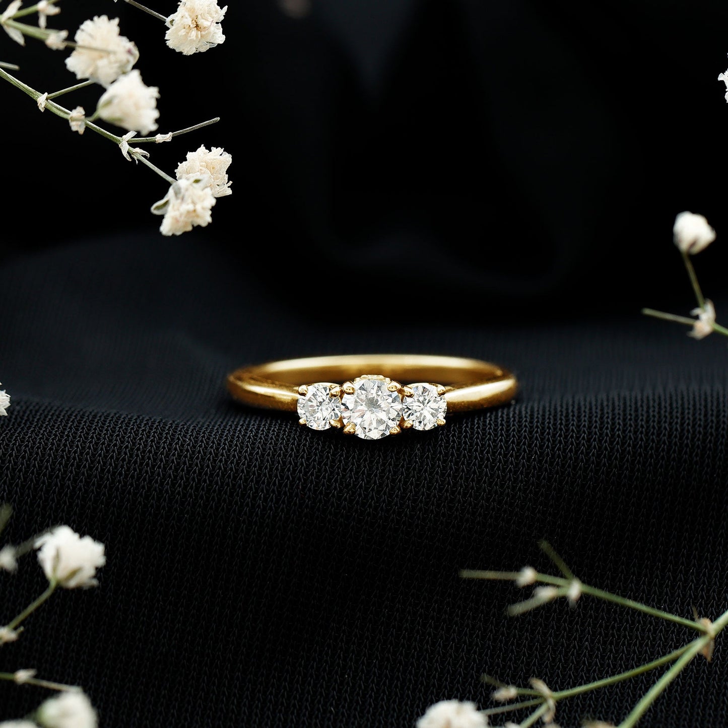 Brilliant Cut Moissanite 3 Stone Promise Ring for Women