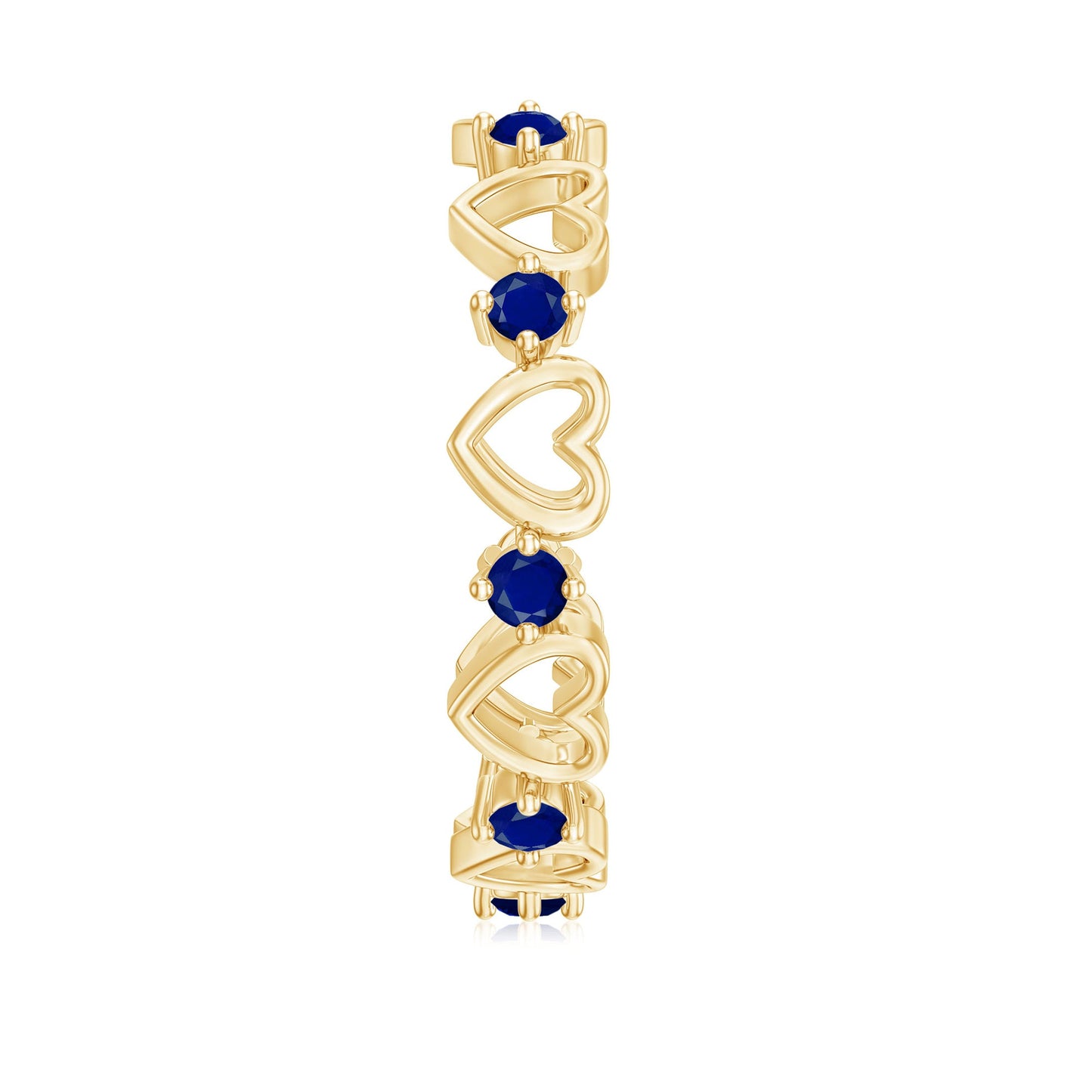 Blue Sapphire Open Heart Wedding Band Ring