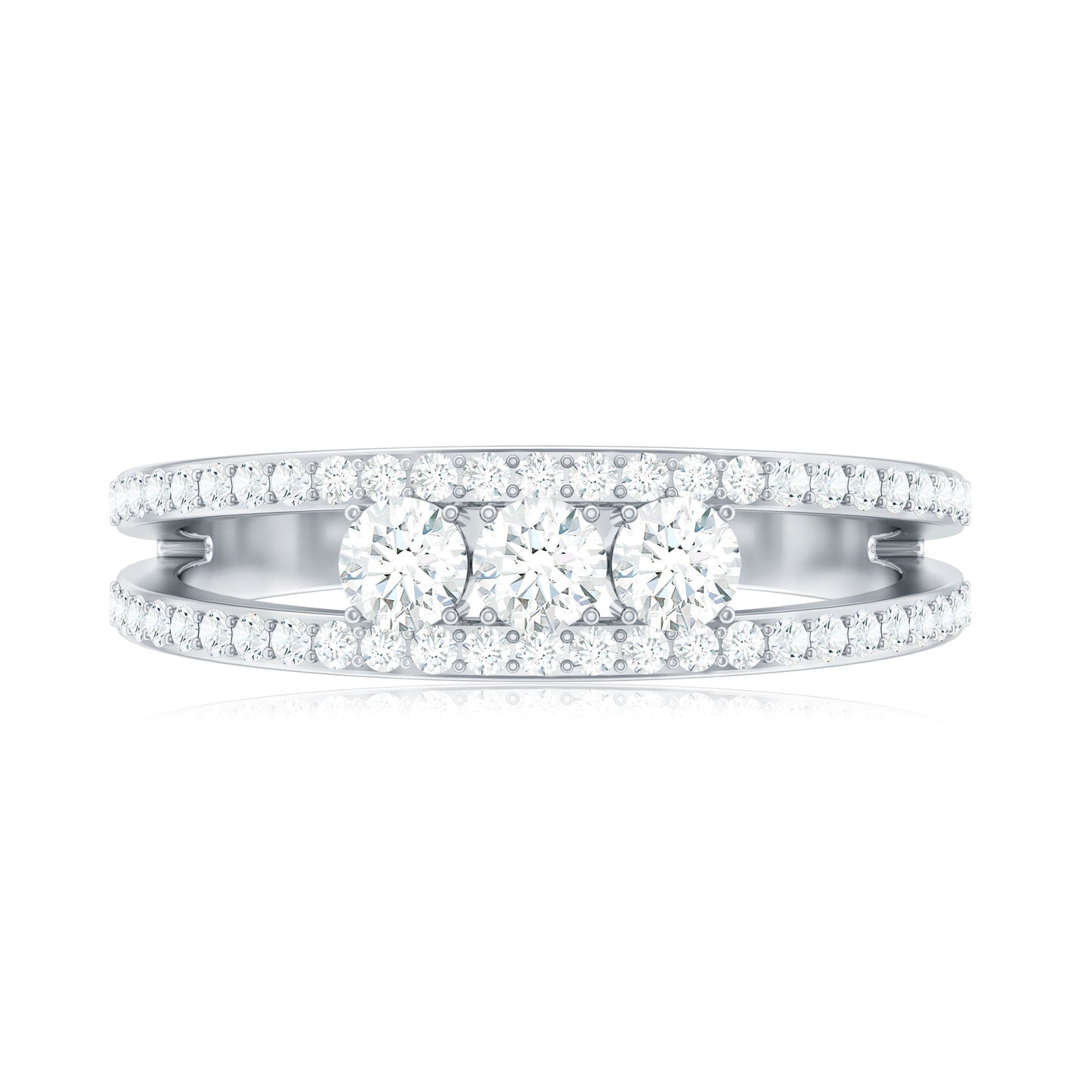 Certified Moissanite 3 Stone Anniversary Ring for Women