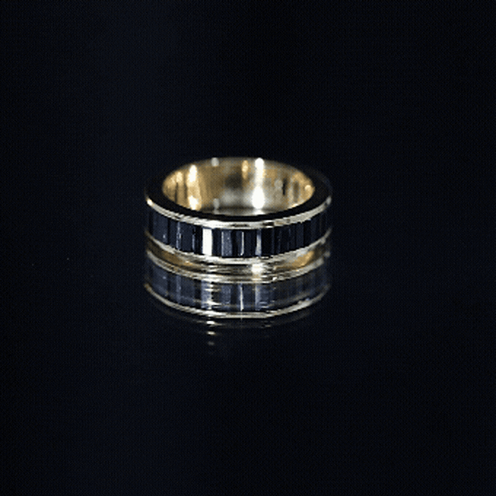 Baguette Cut Black Onyx Wedding Band in Channel Setting