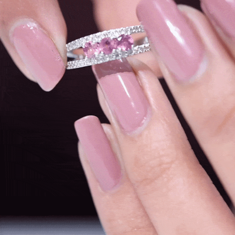 Pink Tourmaline and Diamond Anniversary Ring in Split Shank