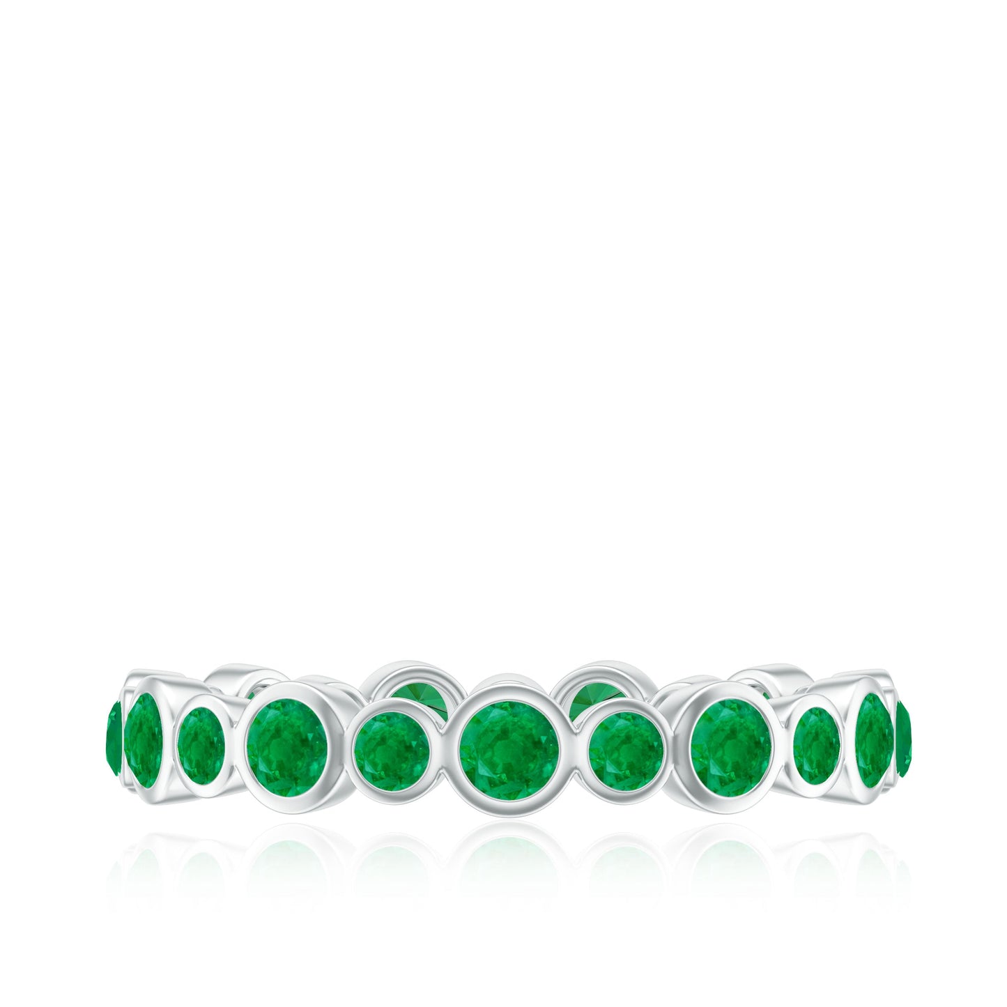 Emerald Full Eternity Band Ring in Bezel Setting