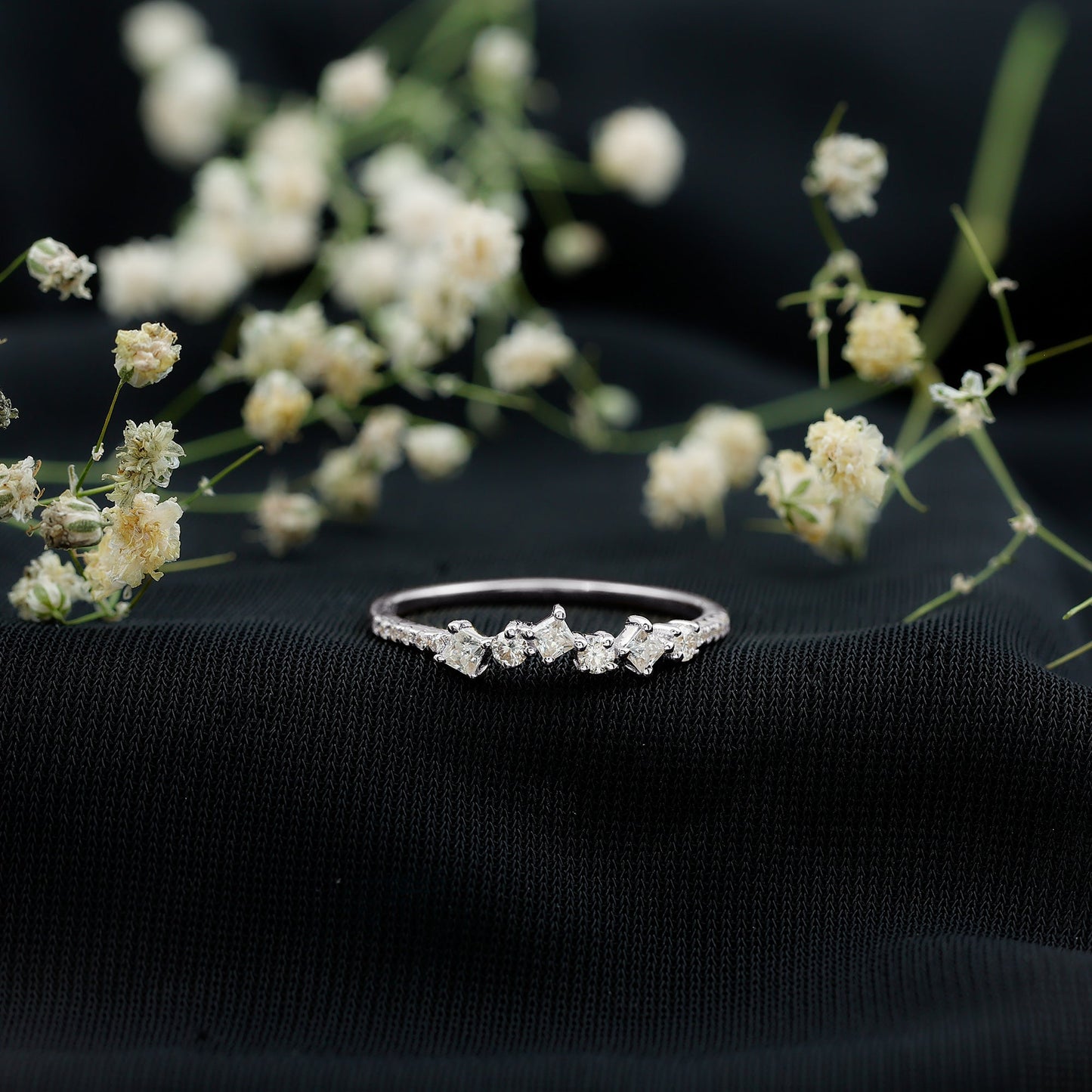 Certified Moissanite Half Eternity Ring for Women