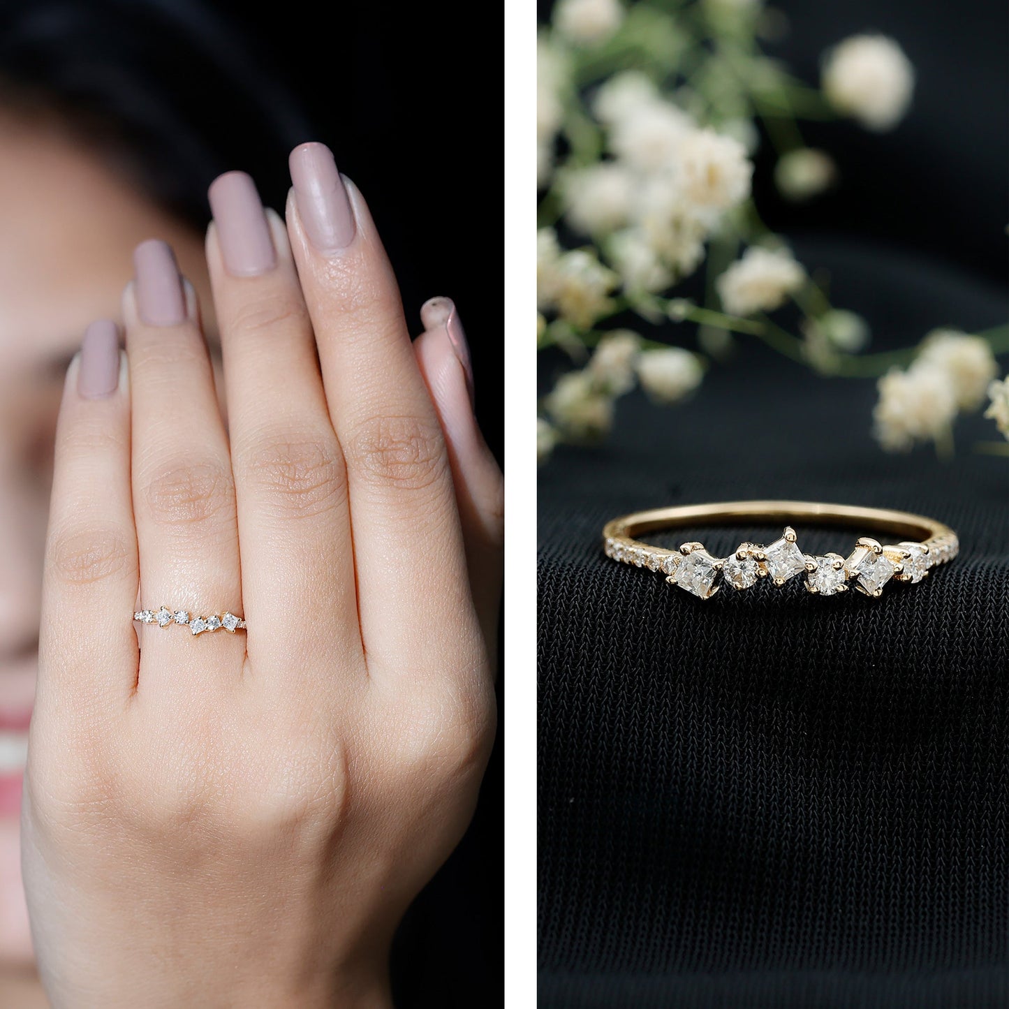 Certified Moissanite Half Eternity Ring for Women
