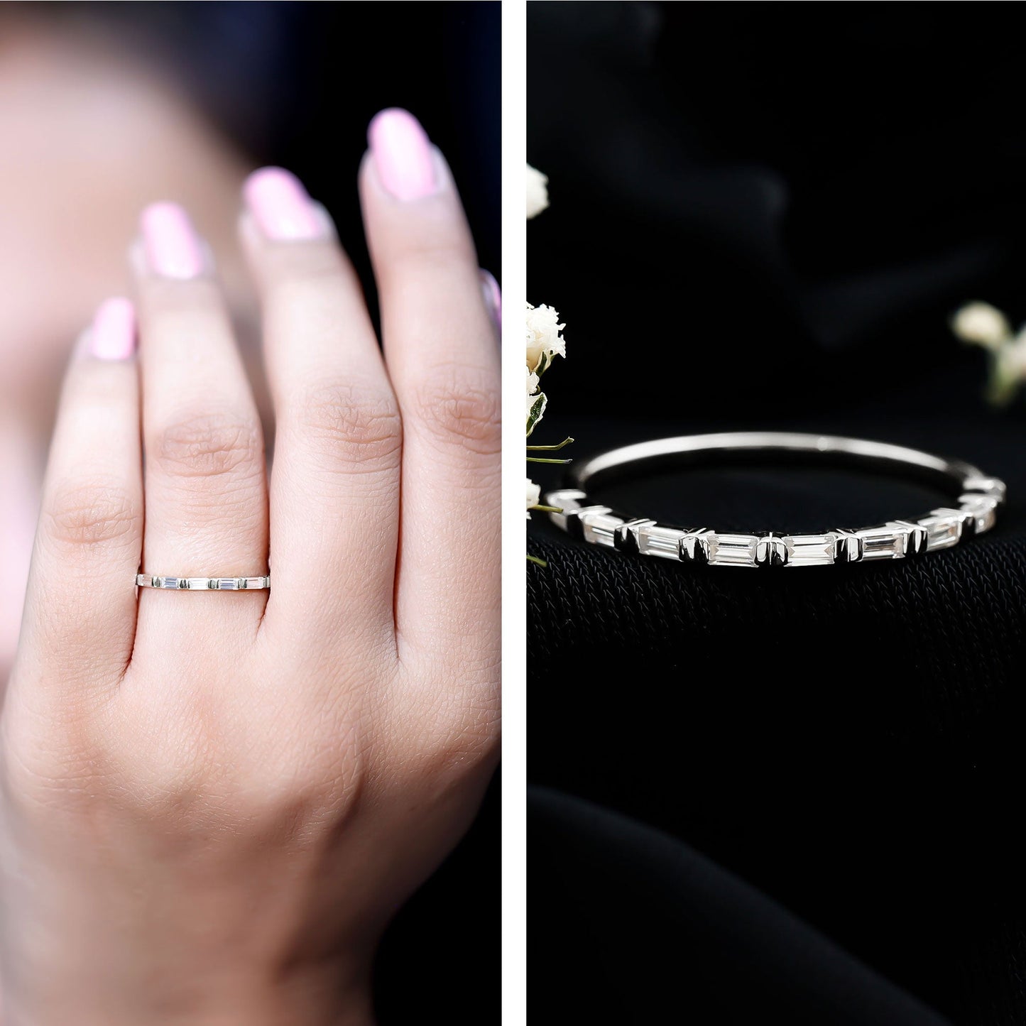 Bar Set Moissanite Eternity East West Ring