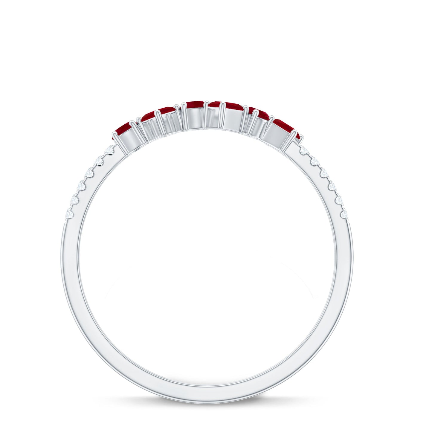 Minimal Ruby Half Eternity Ring with Diamond