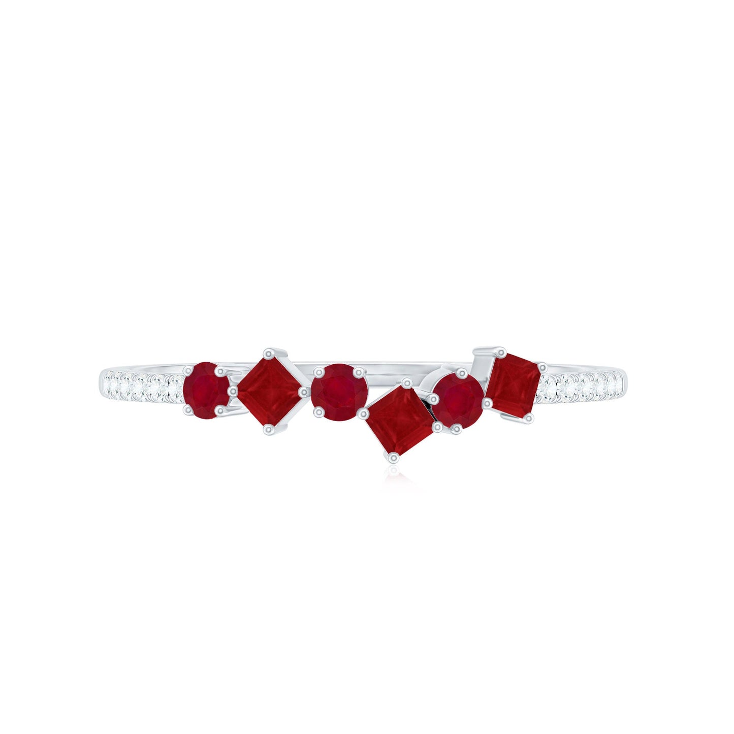 Minimal Ruby Half Eternity Ring with Diamond