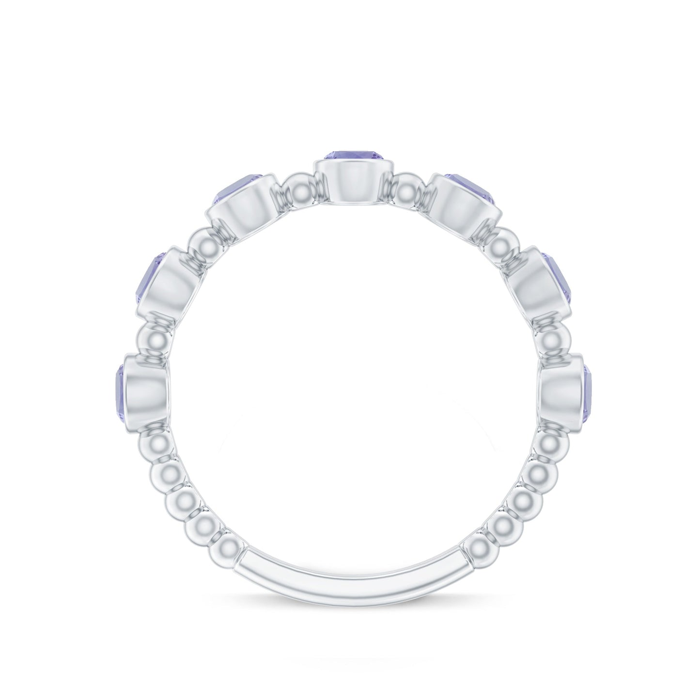 Natural Tanzanite Half Eternity Ring in Bezel Setting