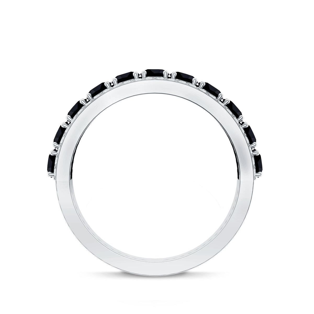 Certified Lab Grown Black and White Diamond Half Eternity Band Ring for Women