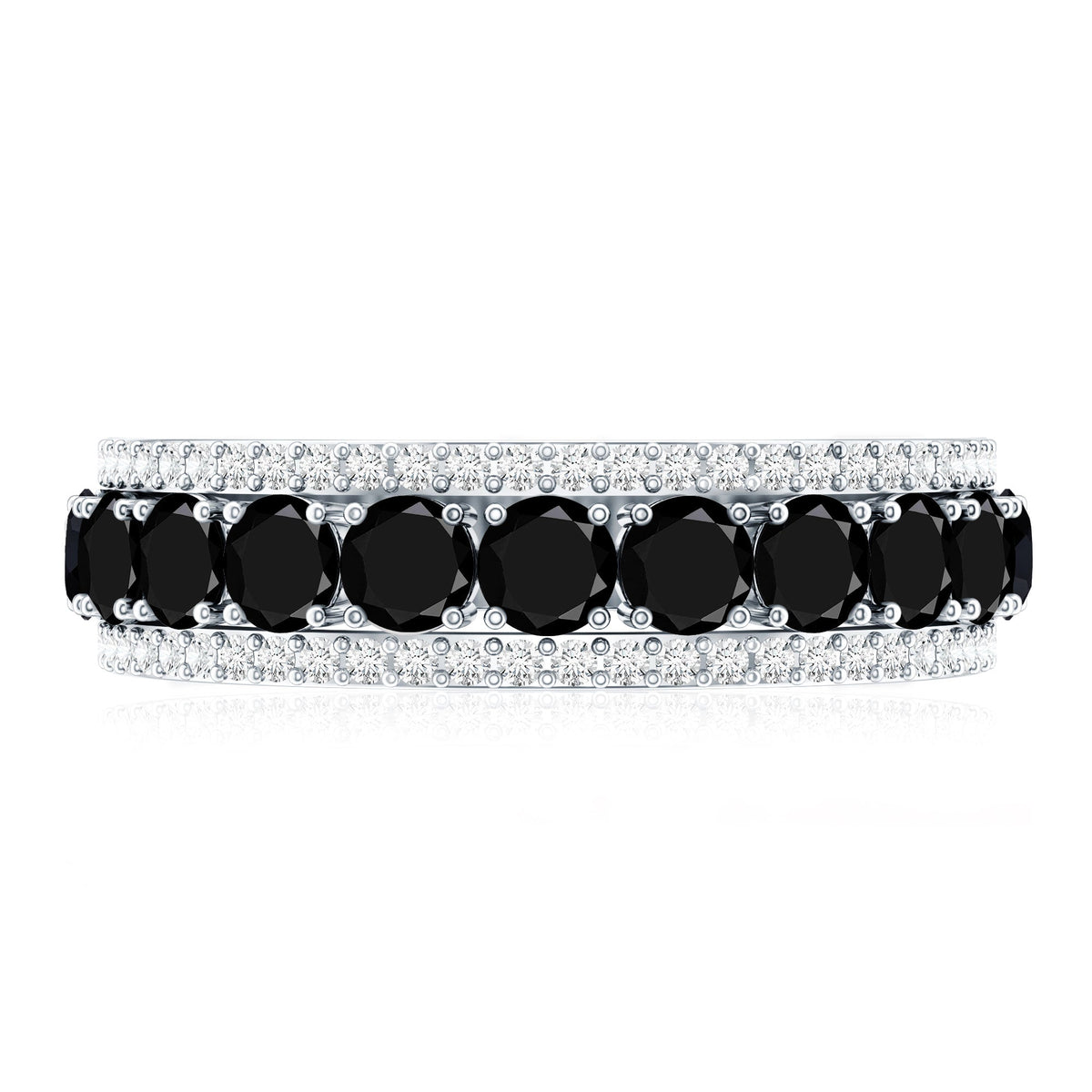 Certified Lab Grown Black and White Diamond Half Eternity Band Ring for Women