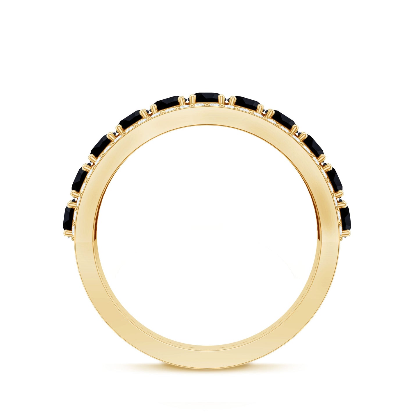 Certified Lab Grown Black and White Diamond Half Eternity Band Ring for Women