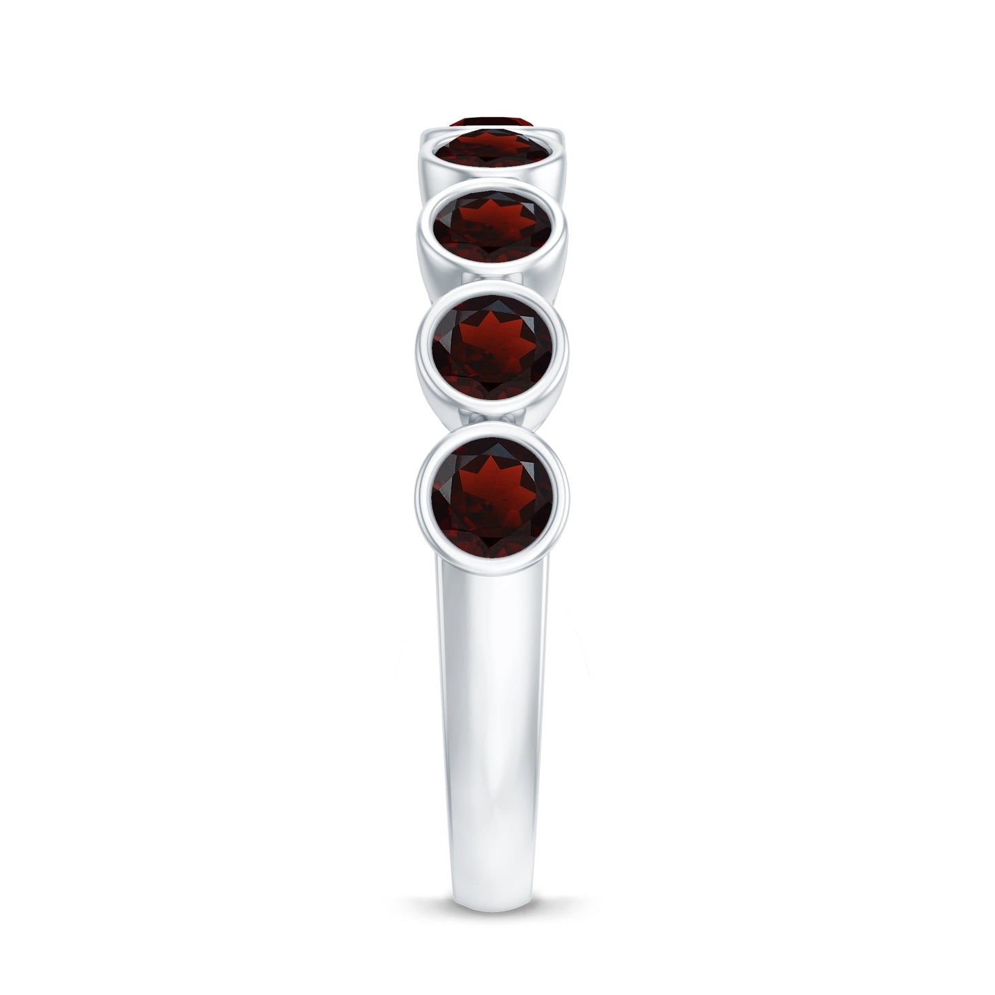 Certified Real Garnet Half Eternity Ring in Bezel Setting