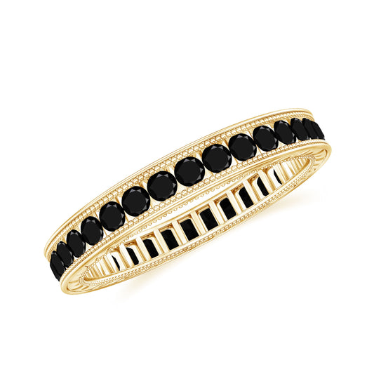 Black Onyx Wedding Band with Milgrain Detailing