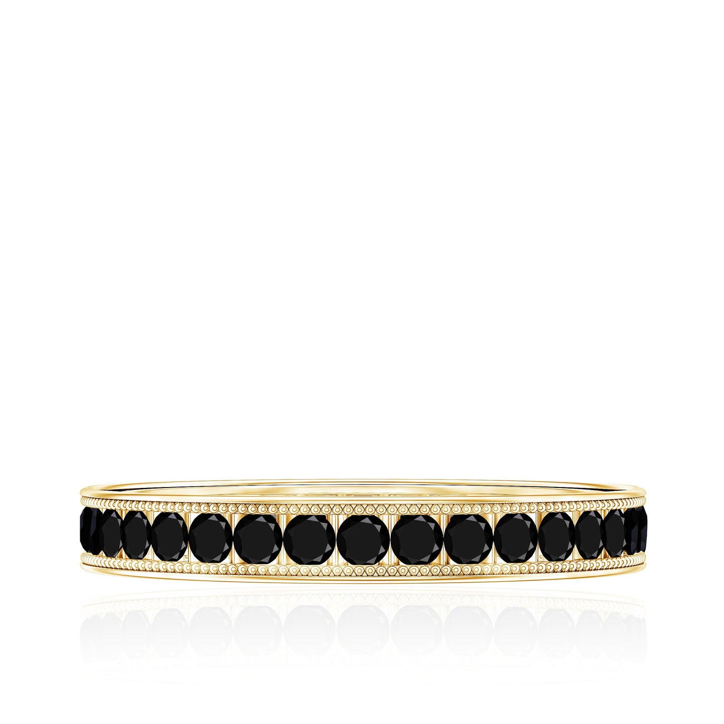 Black Onyx Wedding Band with Milgrain Detailing
