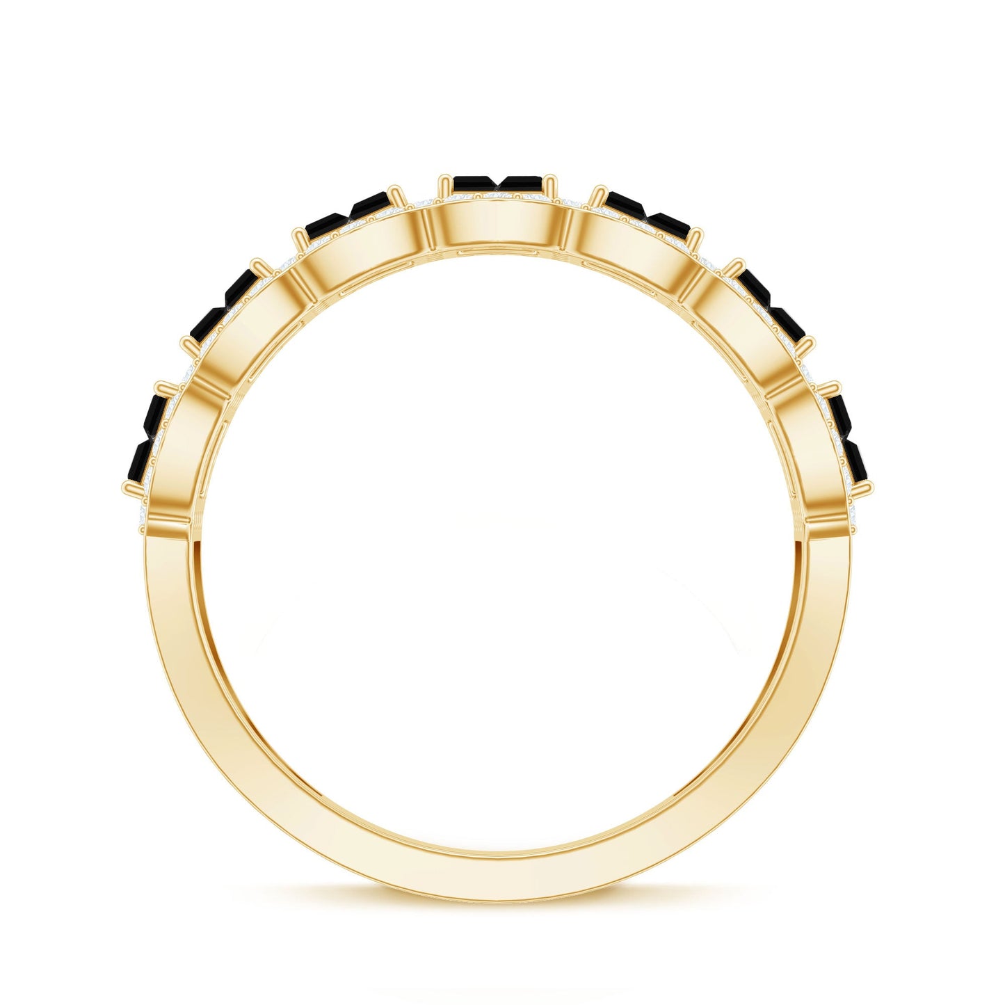 Baguette Cut Lab Grown Black and White Diamond Half Eternity Band