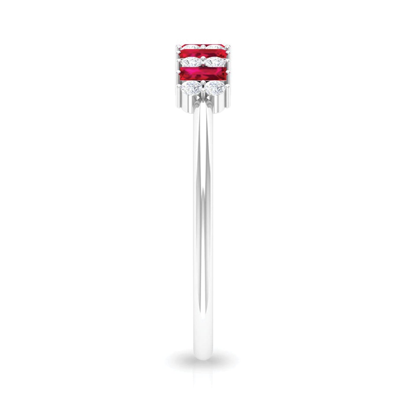 Minimalist Lab Created Ruby and Diamond Cluster Promise Ring