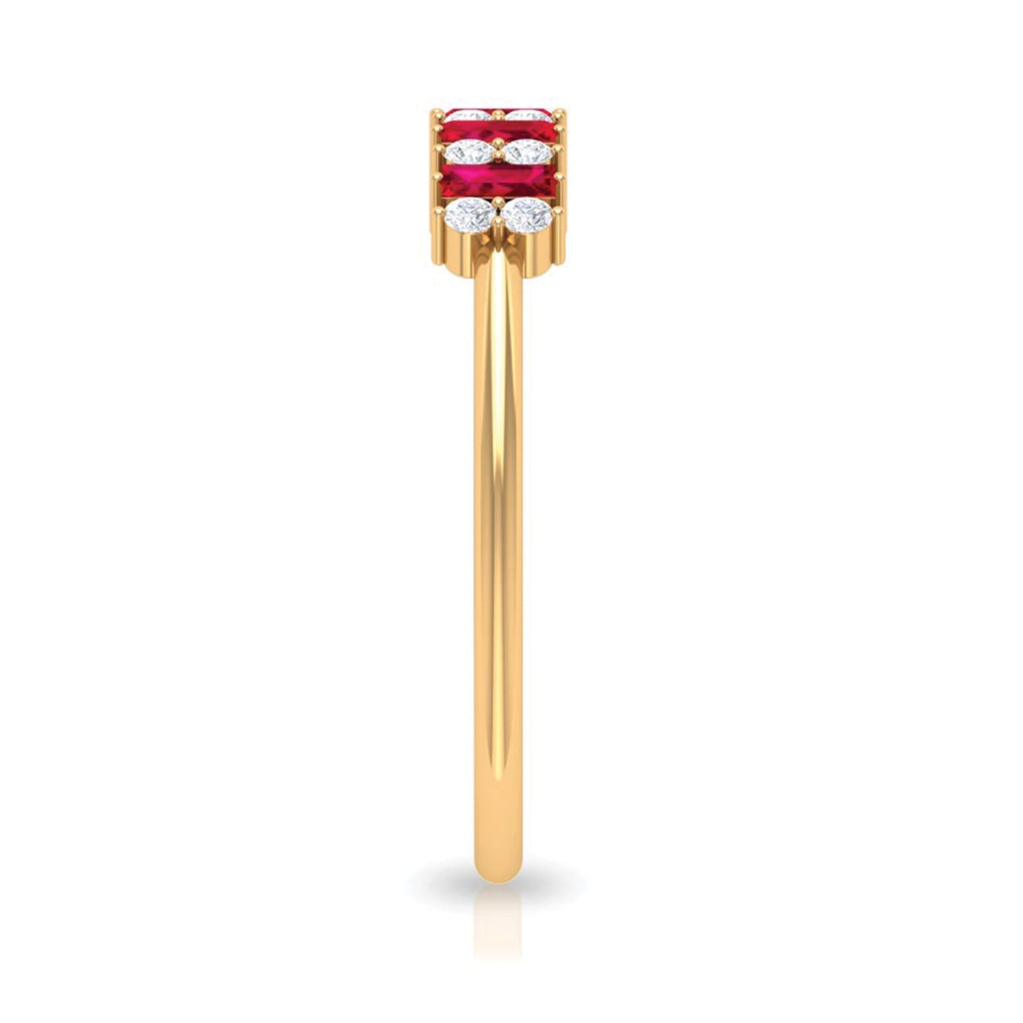 Minimalist Lab Created Ruby and Diamond Cluster Promise Ring
