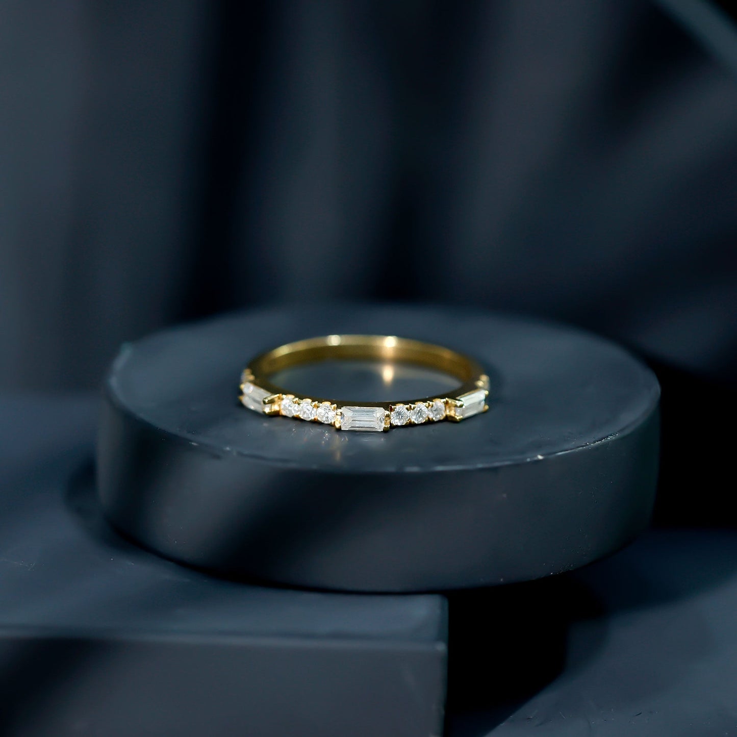 Baguette Moissanite Minimalist Stackable Eternity Ring