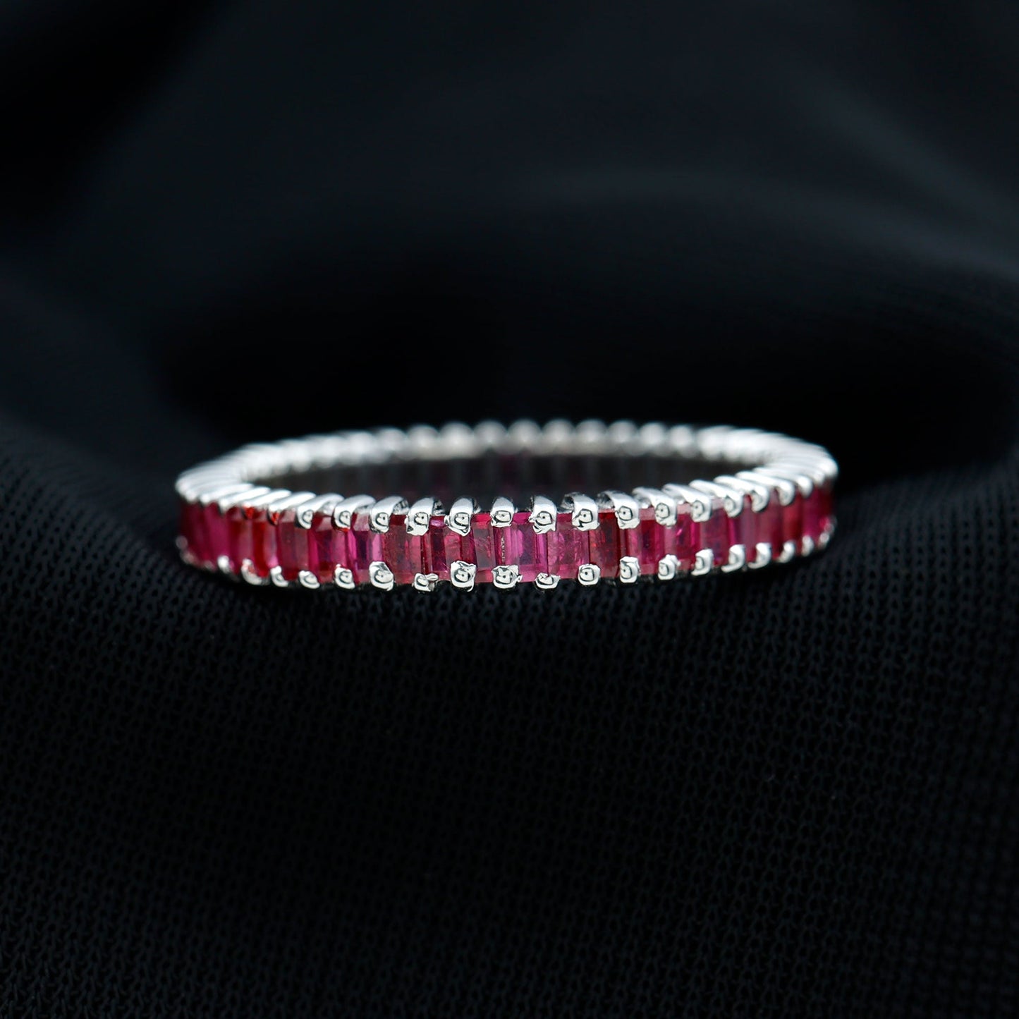 Real Baguette Ruby Full Eternity Ring for Women