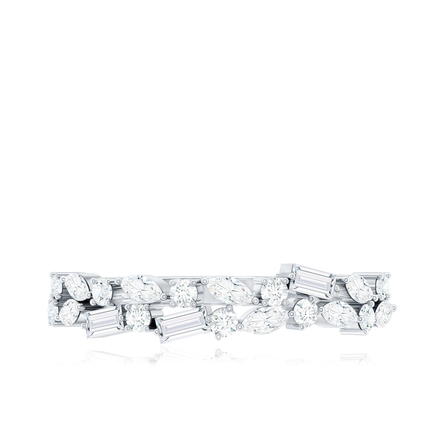 Unique Moissanite Half Eternity Band Ring for Women