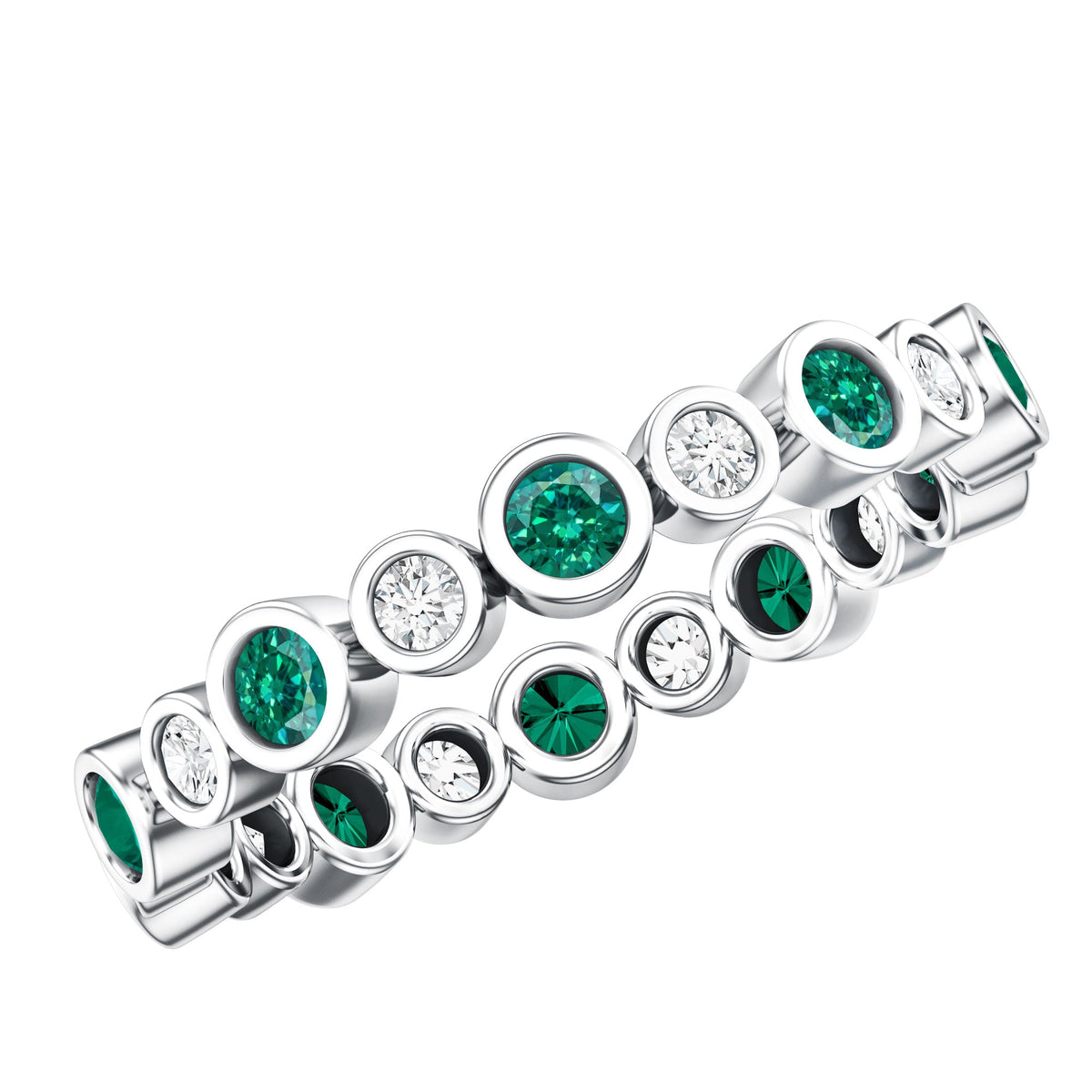 Alternating Set Lab Emerald and Moissanite Full Eternity Ring