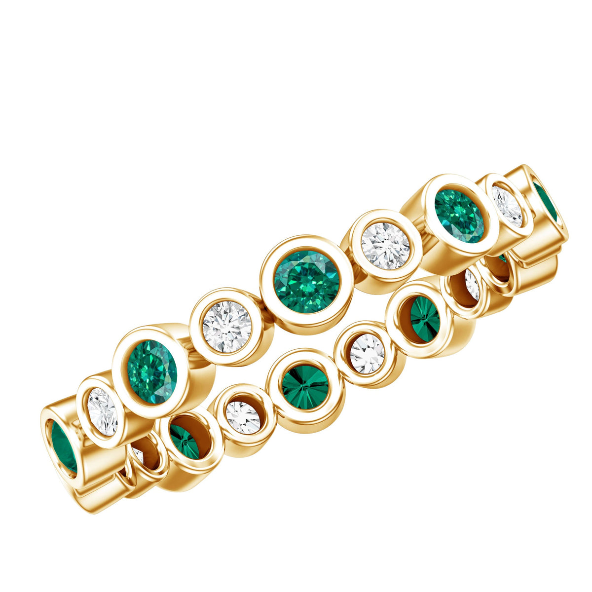 Alternating Set Lab Emerald and Moissanite Full Eternity Ring