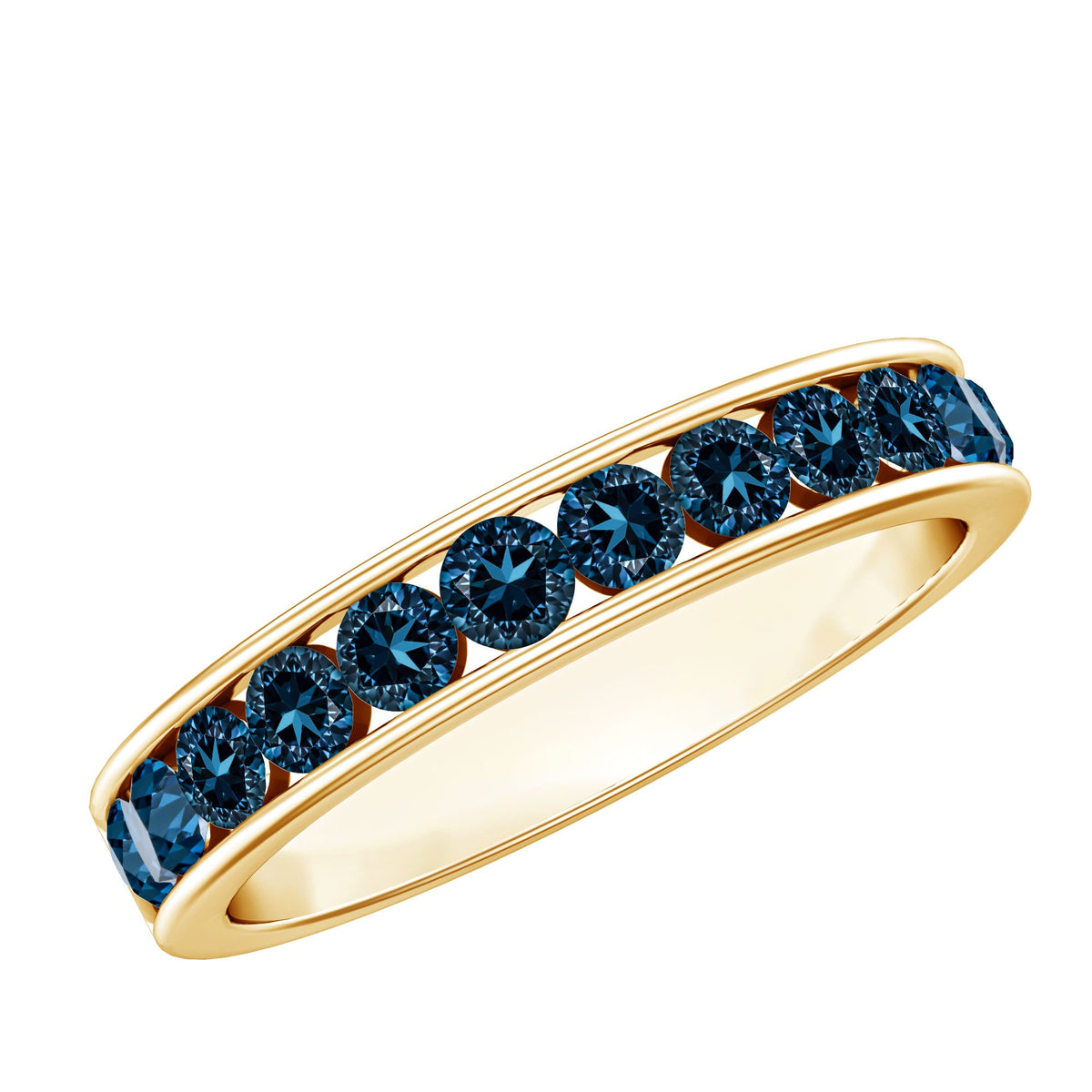 Natural London Blue Topaz Channel Set Eternity Band