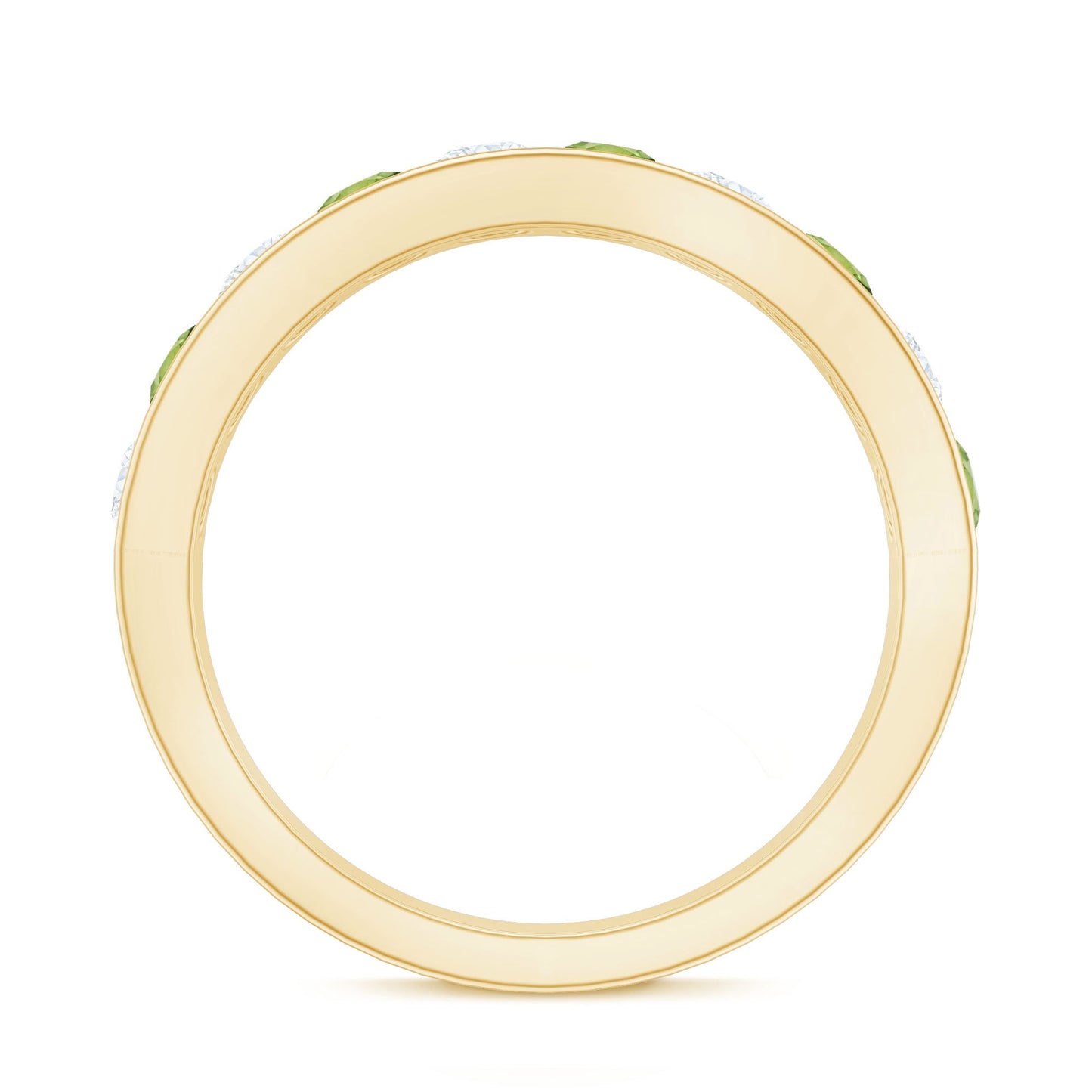 Channel Set Peridot and Diamond Half Eternity Ring for Women