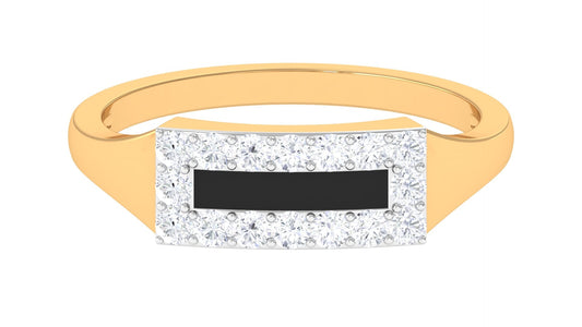 Natural Mens Diamond Band Ring with Black Enamel