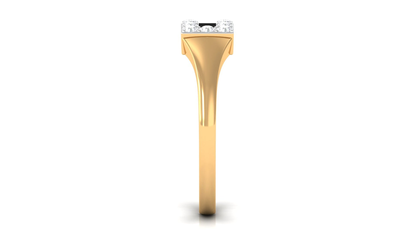 Natural Mens Diamond Band Ring with Black Enamel