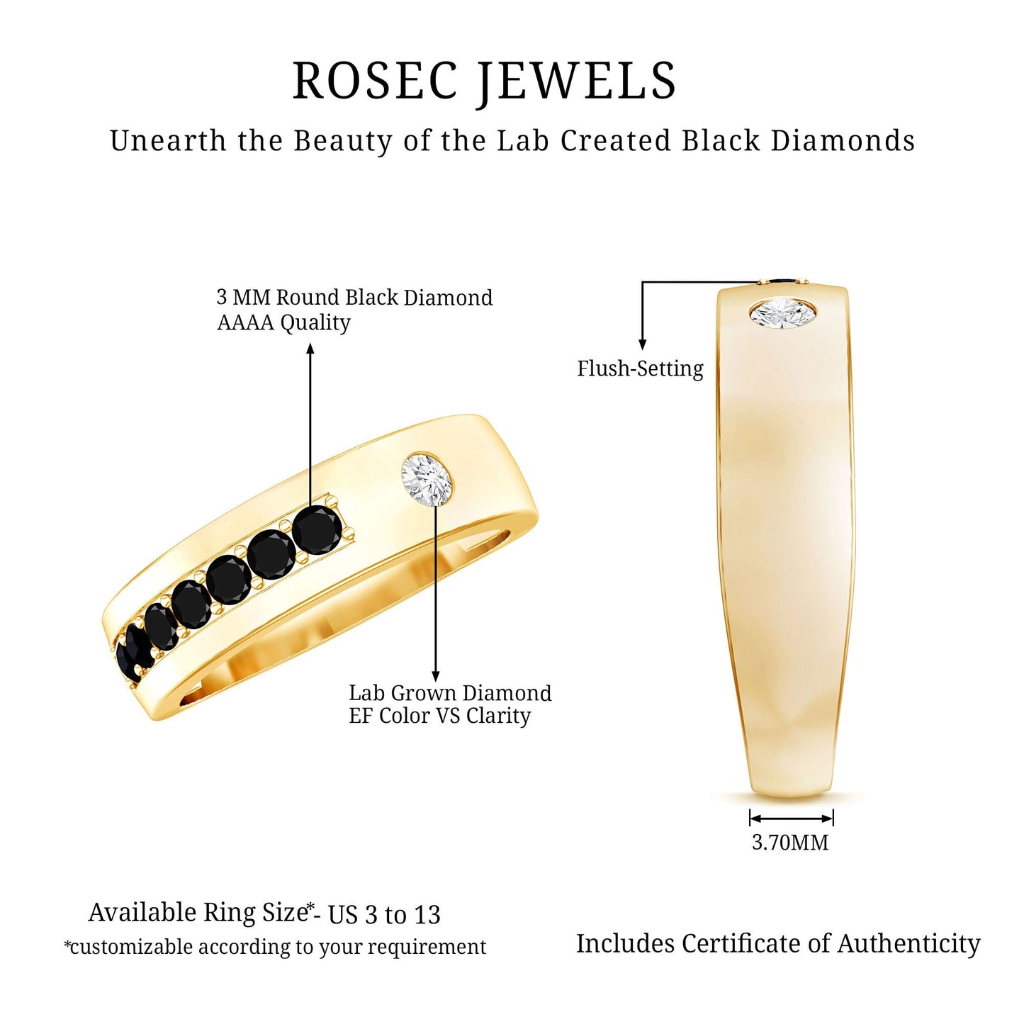 Certified Lab Grown Black and White Diamond Wedding Band