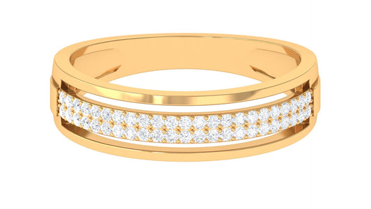 Certified Natural Diamond Half Eternity Mens Wedding Band